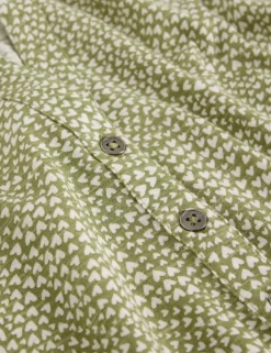 Jersey Ditsy Heart Print Collared Shirt