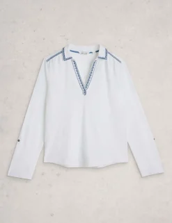 Jersey Embroidered V-Neck Collared Shirt