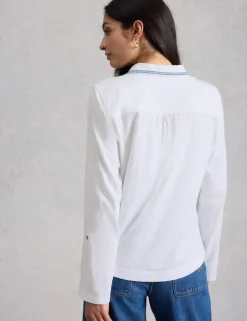 Jersey Embroidered V-Neck Collared Shirt