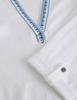 Jersey Embroidered V-Neck Collared Shirt