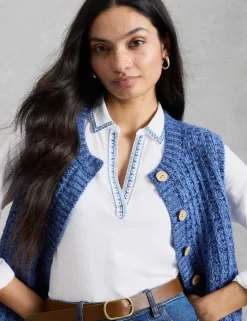 Jersey Embroidered V-Neck Collared Shirt