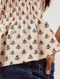 Jersey Floral High Neck Blouse