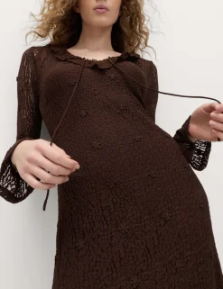 Jersey Floral Lace Midaxi Bodycon Dress