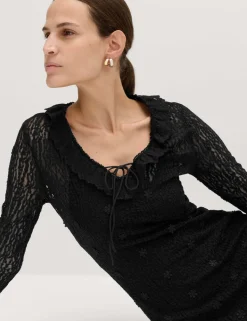 Jersey Floral Lace Midaxi Bodycon Dress