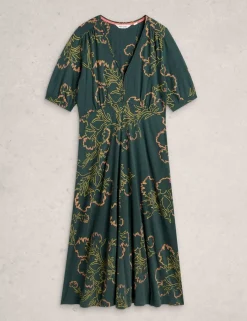 Jersey Floral Midi Tea Dress