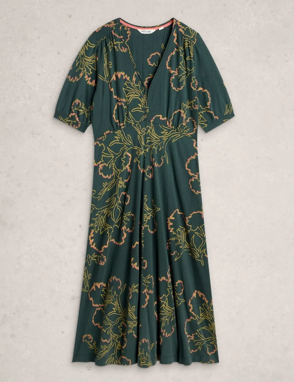 Jersey Floral Midi Tea Dress