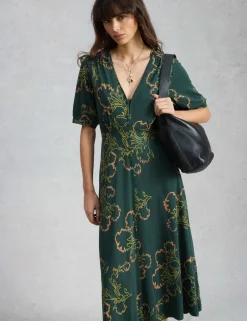Jersey Floral Midi Tea Dress