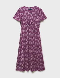 Jersey Floral Midi Waisted Dress
