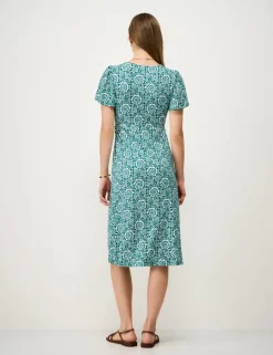 Jersey Floral Midi Waisted Dress