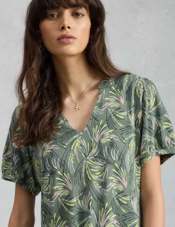 Jersey Floral Midi Waisted Dress