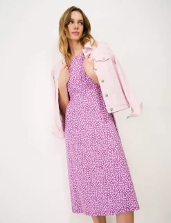 Jersey Floral Midi Waisted Dress