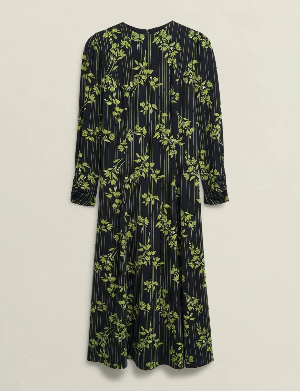 Jersey Floral Midi Waisted Dress