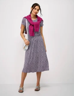 Jersey Floral Ruched Midi Skater Dress