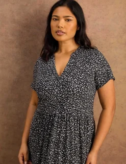 Jersey Floral V-Neck Midaxi Tiered Dress