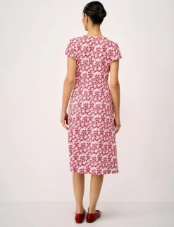 Jersey Floral V-Neck Midi Skater Dress