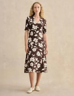 Jersey Floral V-Neck Skater Dress