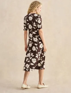 Jersey Floral V-Neck Skater Dress