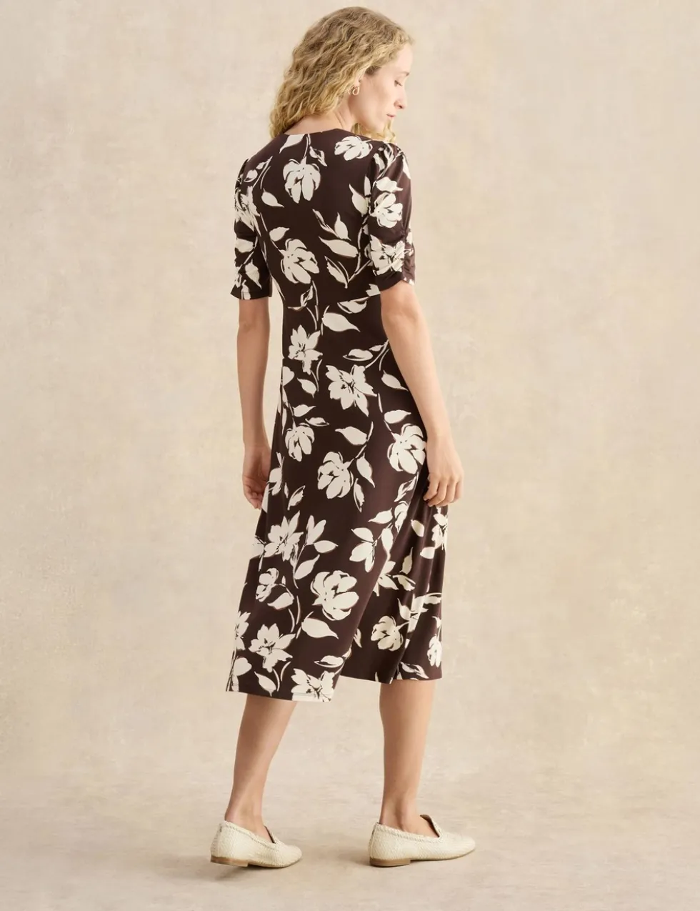 Jersey Floral V-Neck Skater Dress