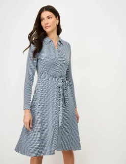 Jersey Geometric Knee Length Shirt Dress