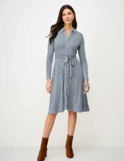 Jersey Geometric Knee Length Shirt Dress