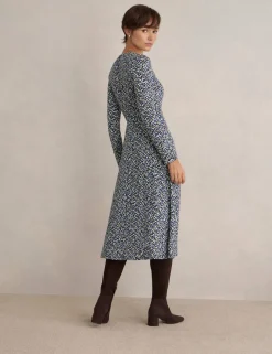 Jersey Geometric Midi Skater Dress
