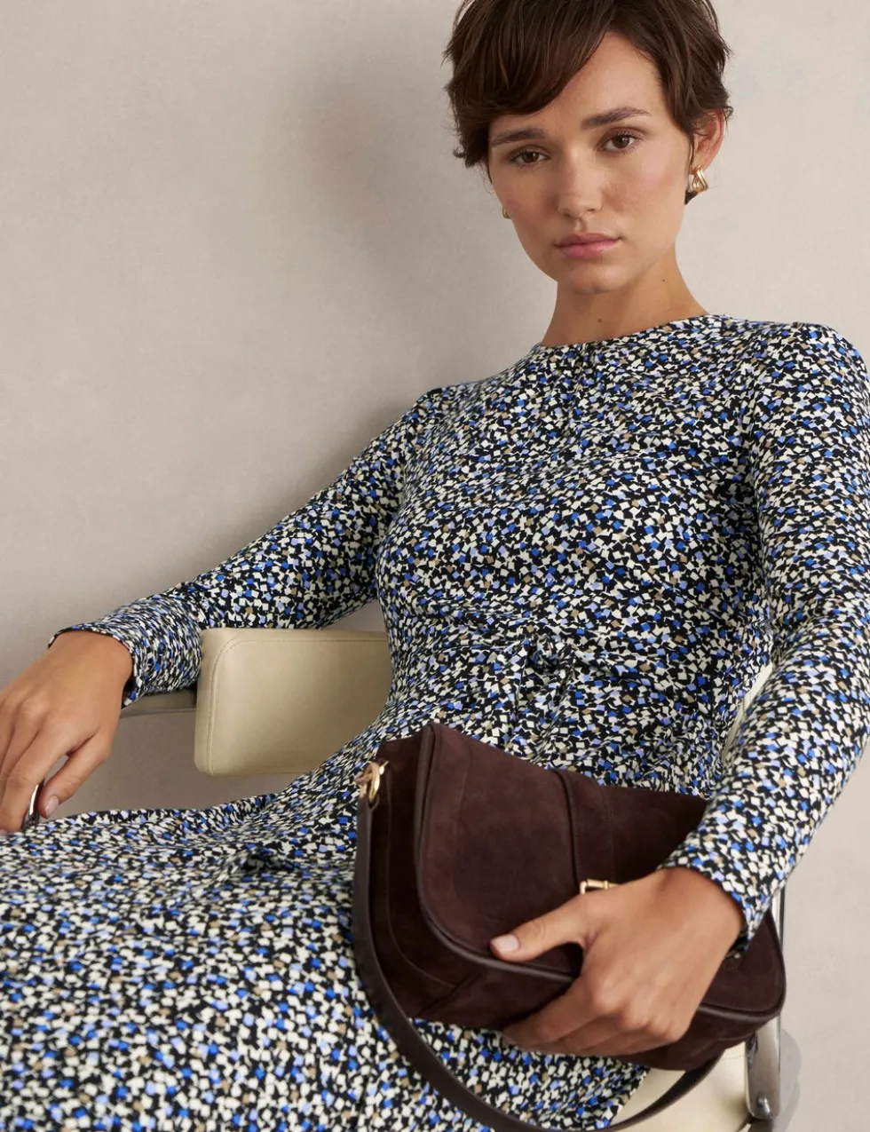 Jersey Geometric Midi Skater Dress