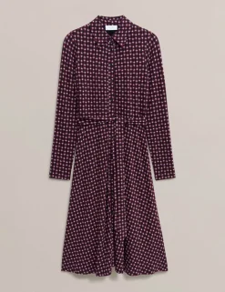 Jersey Geometric V-Neck Midi Shirt Dress