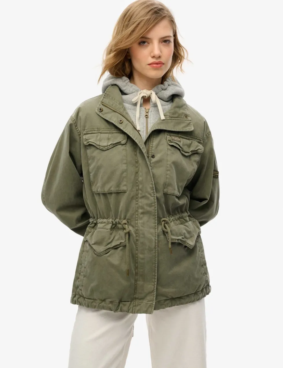 Jersey Hooded Relaxed Utility Jacket