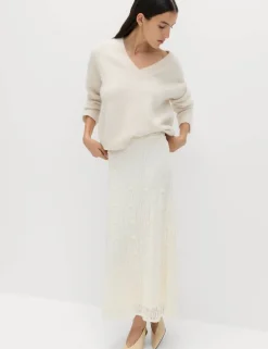 Jersey Lace Midi Column Skirt