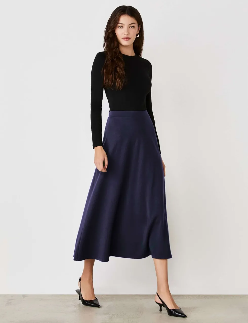 Jersey Midi A-Line Skirt