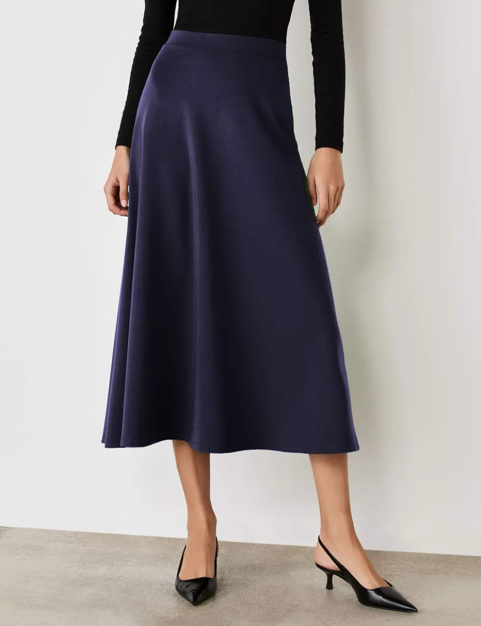 Jersey Midi A-Line Skirt