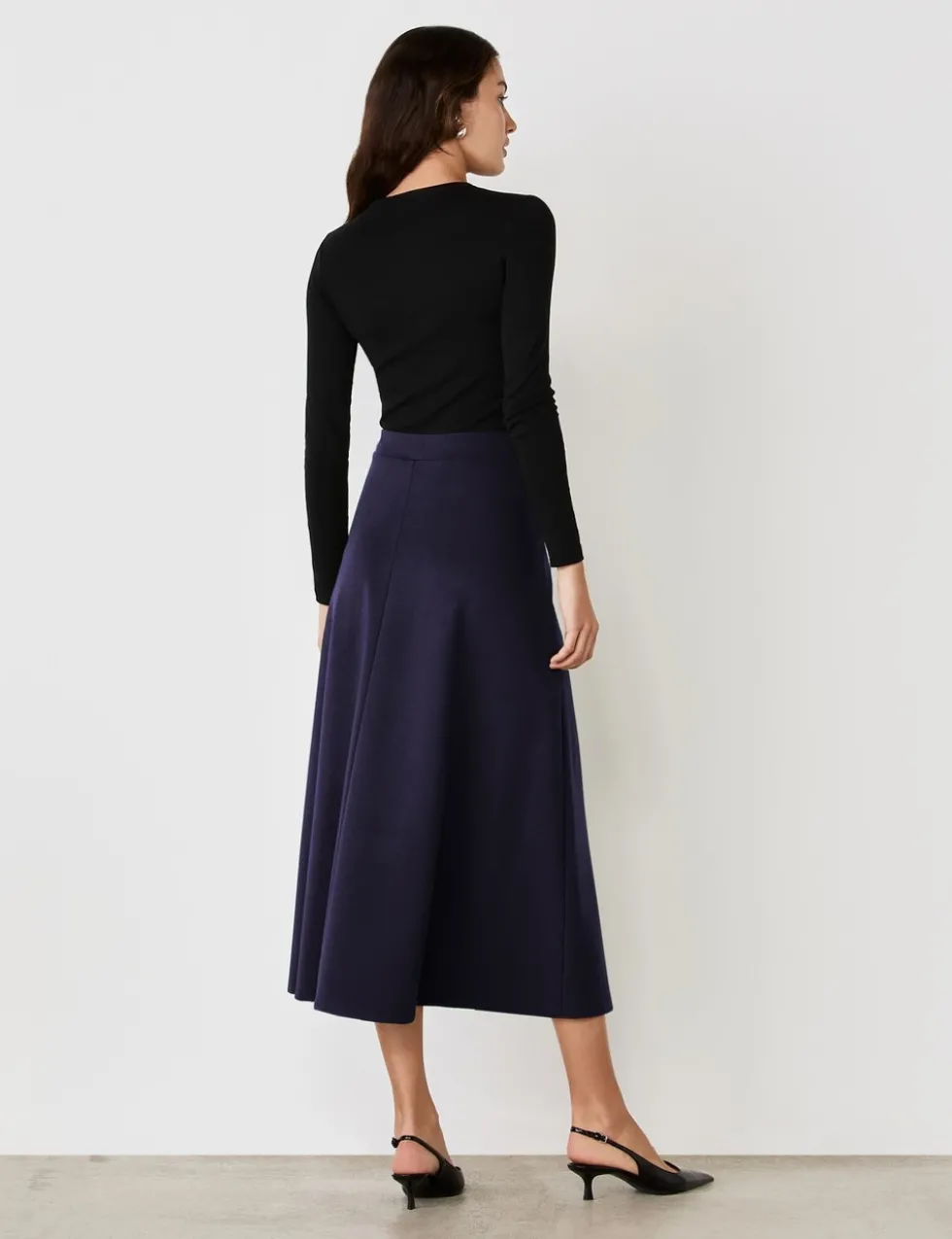Jersey Midi A-Line Skirt