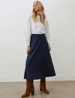 Jersey Midi A-Line Skirt