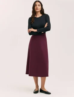 Jersey Midi A-Line Skirt