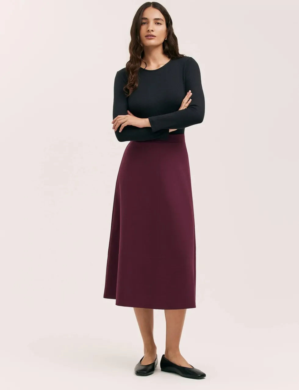 Jersey Midi A-Line Skirt