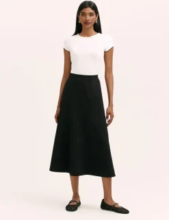 Jersey Midi A-Line Skirt