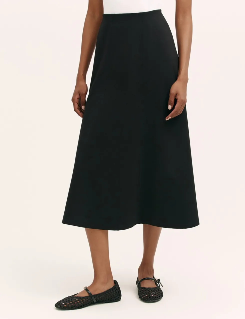 Jersey Midi A-Line Skirt