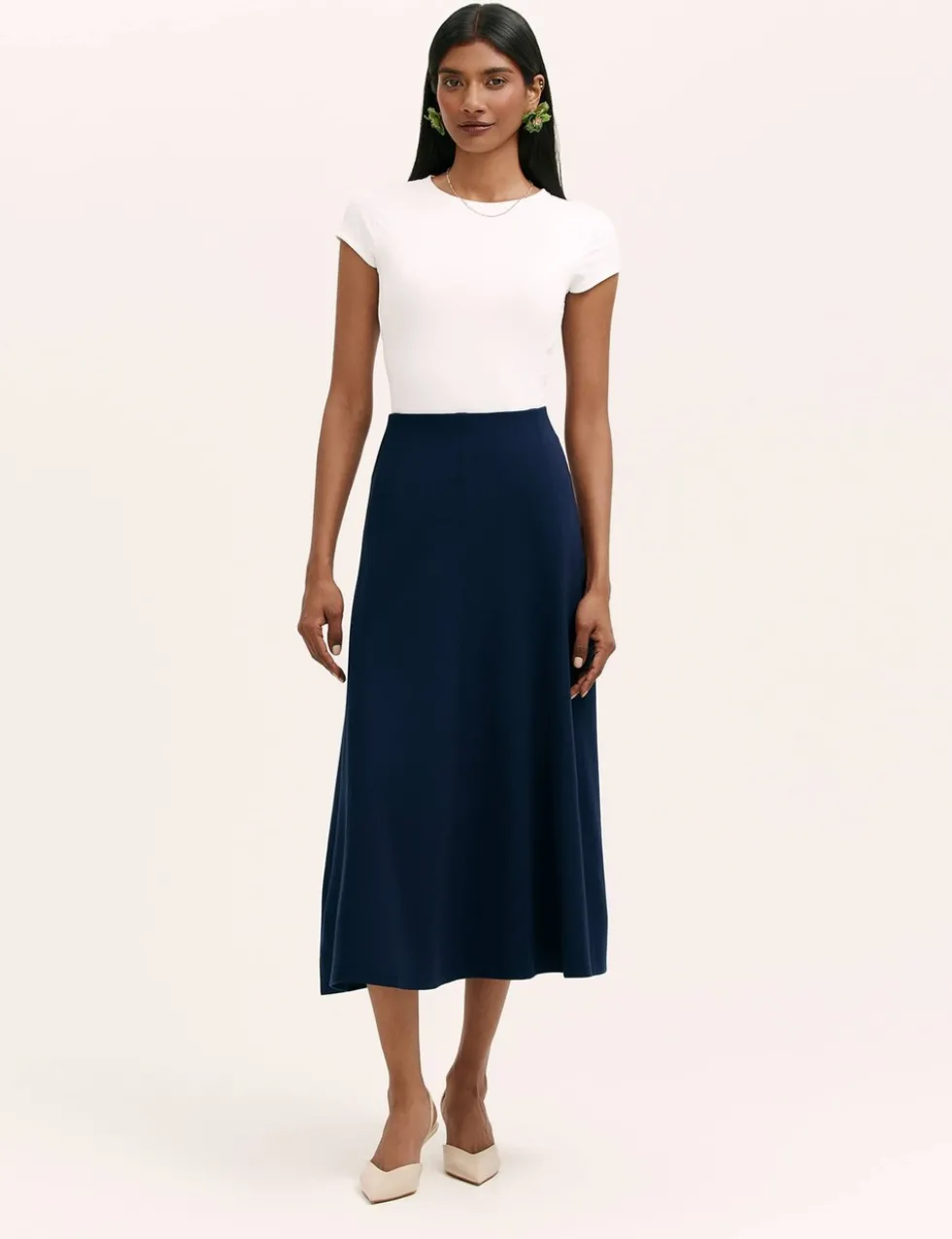 Jersey Midi A-Line Skirt