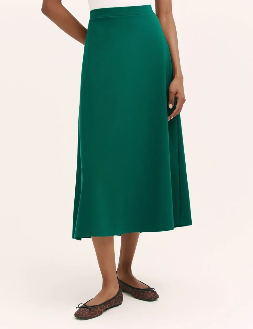 Jersey Midi A-Line Skirt