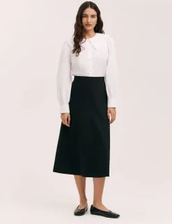 Jersey Midi A-Line Skirt
