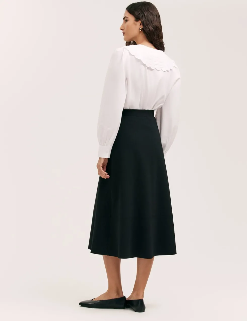 Jersey Midi A-Line Skirt