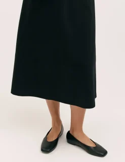 Jersey Midi A-Line Skirt