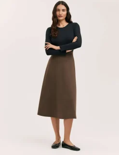 Jersey Midi A-Line Skirt