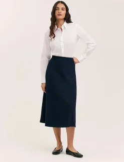Jersey Midi A-Line Skirt