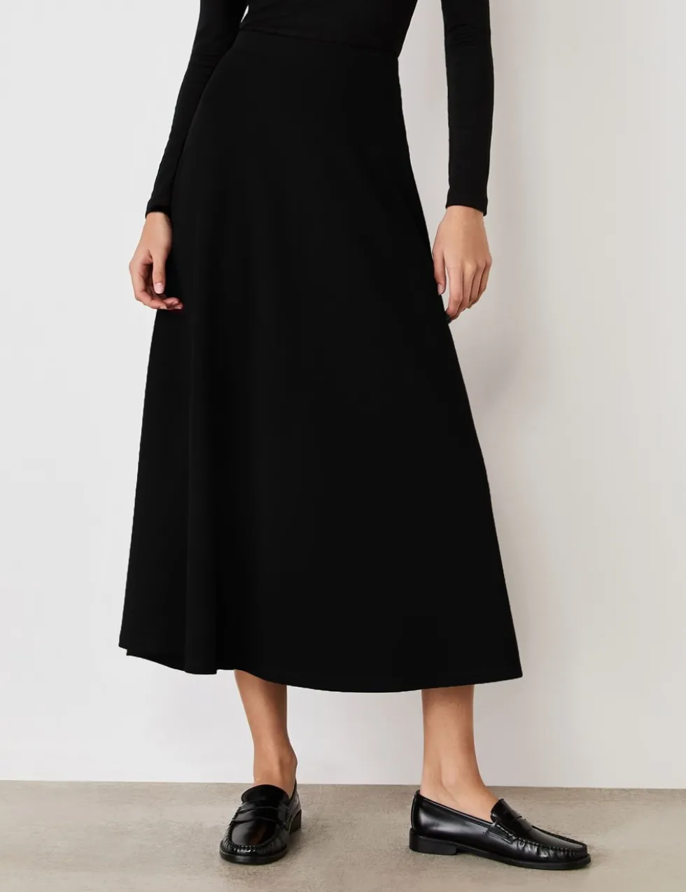 Jersey Midi A-Line Skirt