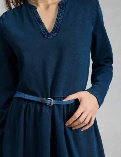 Jersey Notch Neck Midi Tea Dress