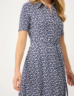Jersey Printed Knee Length Shirt Dress