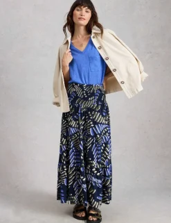 Jersey Printed Maxi A-Line Skirt