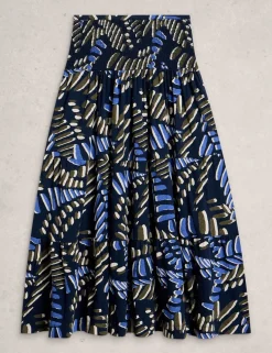 Jersey Printed Maxi A-Line Skirt