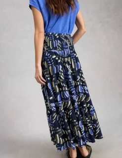 Jersey Printed Maxi A-Line Skirt